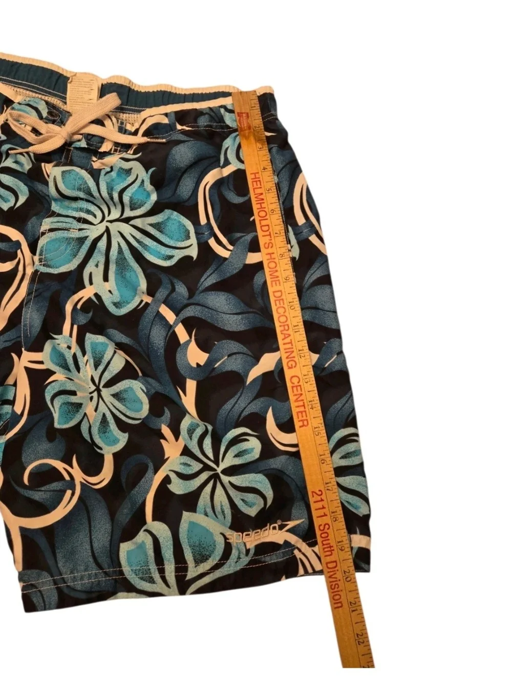 Speedo Black & Teal Floral Swim Board Shorts